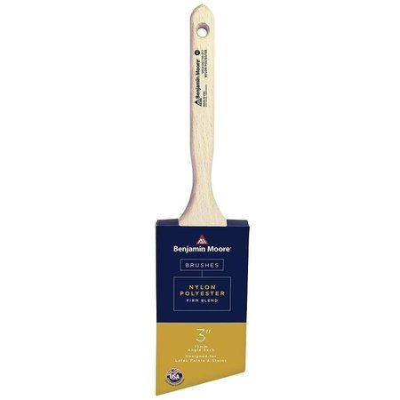 BENJAMIN MOORE Paint Brush, Firm Brush, 3316 in L Bristle, NylonPolyester Bristle, Angle Sash Handle U61730-017